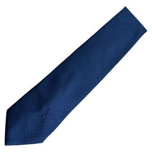 Bronzini Men's Tie Navy Blue Check Grid Pattern Polyester Classic Italy Tie